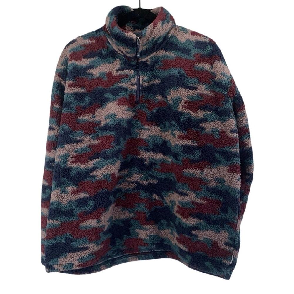 Eddie Bauer Women's Camo Sherpa Fleece Quarter Zip Pullover Size XL